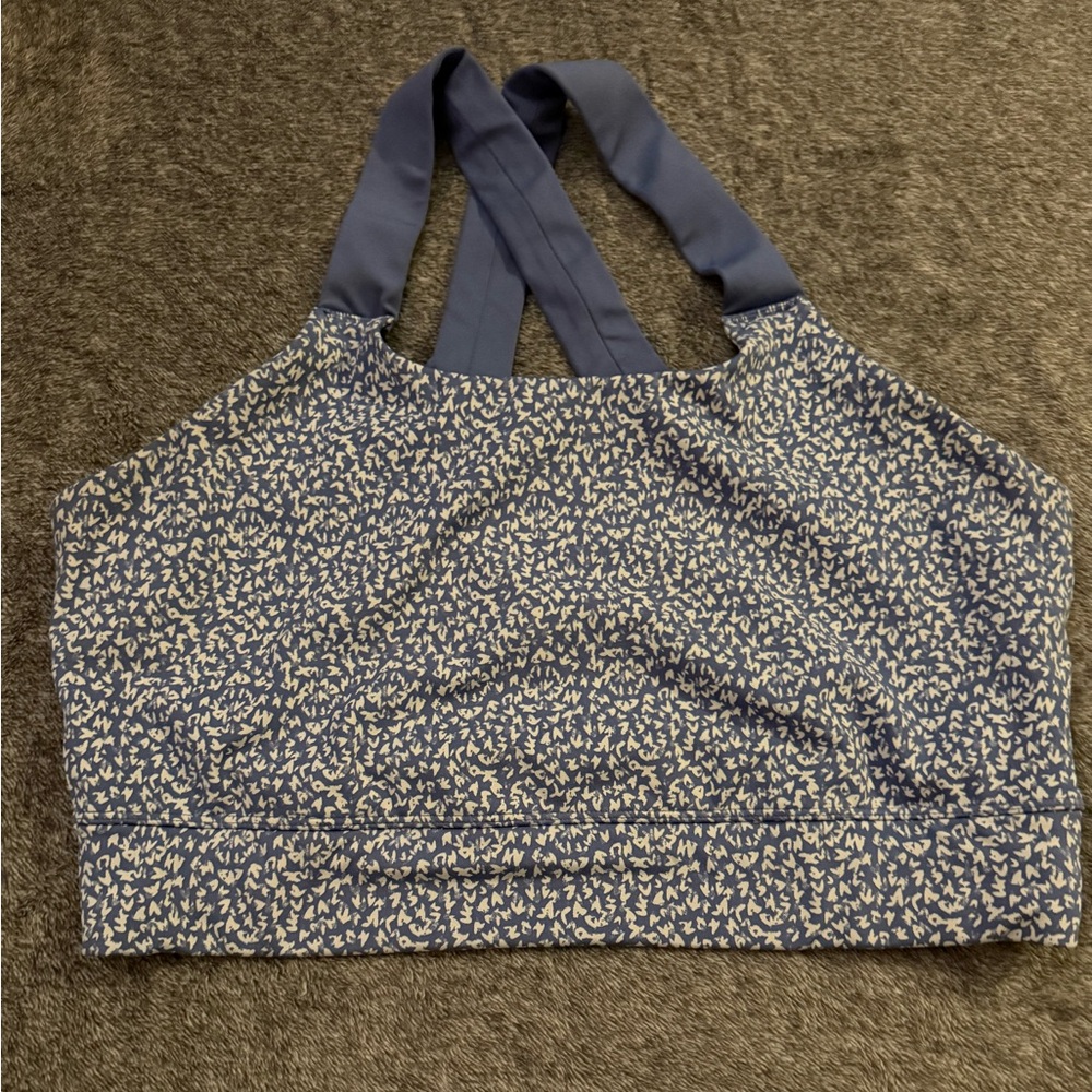 Women's Blue Patterned Sports Bra